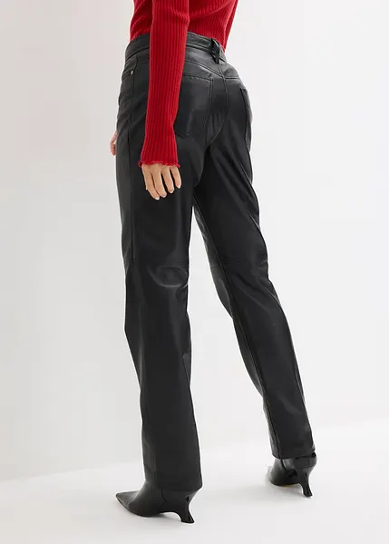 Pantalon Droit Helmut Lang En Cuir D'agneau Noir Taille 0 - Neuf Avec étiquettes, 5 Poches