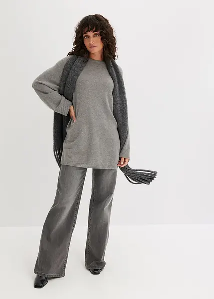 Pull Long Gris Topshop Avec Fentes Latérales - Taille 14, Occasion En Très Bon état