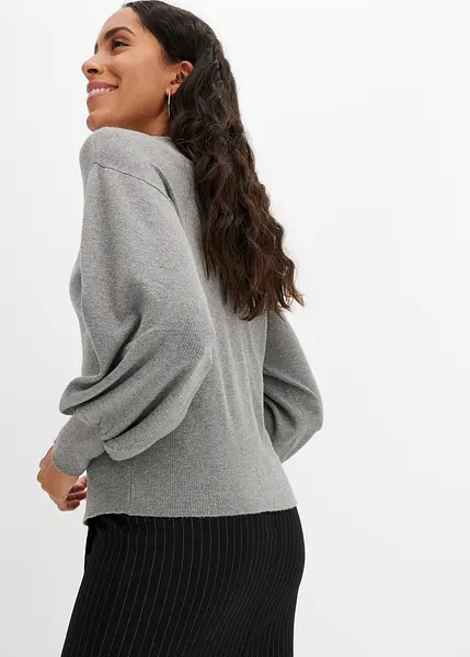 Pull Femme Gap Gris – Taille XXL, Col Rond, Manches Bouffantes, Neuf Avec étiquettes