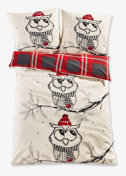 Parure de lit réversible avec motif chouette humoristique gris