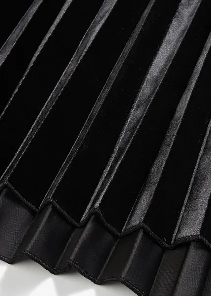 Jupe Plissée Velours De Soie Noire Jigsaw - Taille 12, Longueur 44.5 Cm, Neuf Avec étiquette