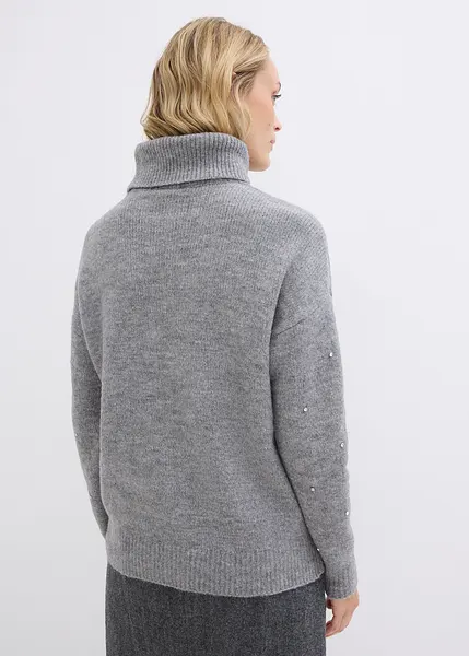 Blouse Col Roulé Grise Avec Boutons Strass Jennyfer - Taille 36 (occasion, Très Bon état, Multicouleur)