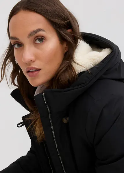 Veste D'hiver Courte Femme Avec Capuche Fourrure - Manteau Polaire Doublé Chaud, Manches Longues