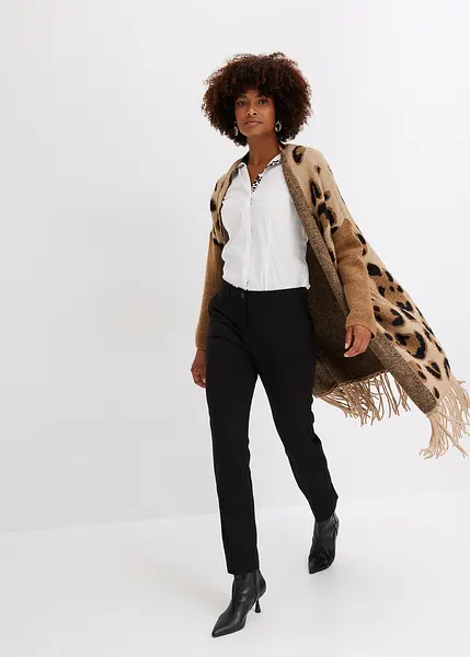 Gilet Sans Manches Femme Imprimé Léopard - Débardeur Tricoté Ample Avec Nœud Devant, 95% Polyester