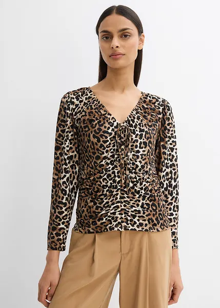 Top Tunique YEST Manches 3/4 Noir Et Camel - Taille 14/16 (équivalent FR 40/42) - Neuf Sans étiquette