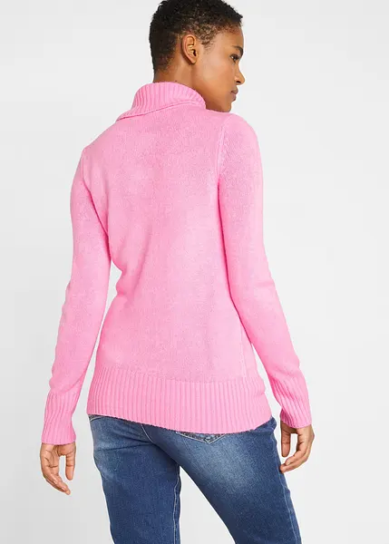 Pull Col Roulé Bonpoint 100% Laine Pour Fille Taille 6-7 Ans - Rose - Fabriqué Au Portugal