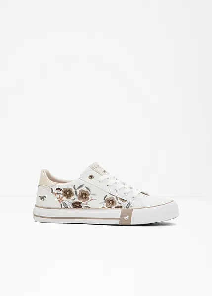 Ravissantes sneakers de Mustang à broderies florales blanc