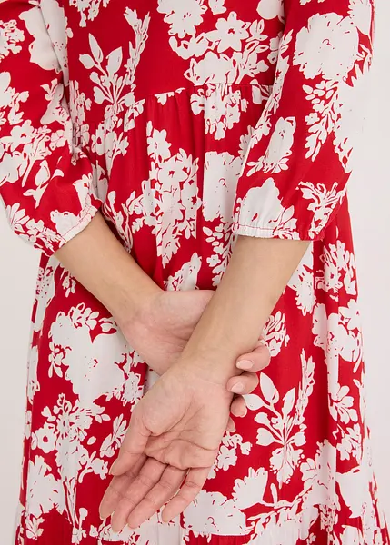 Robe Longue Rouge Floral YOYA Taille Unique - Polyester, Neuve Avec étiquettes