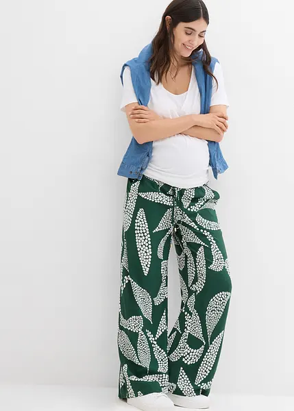 Pantalon Grossesse Gowjog à Jambes Larges - Taille Haute élastique - Avec Poches - Polyester Extensible