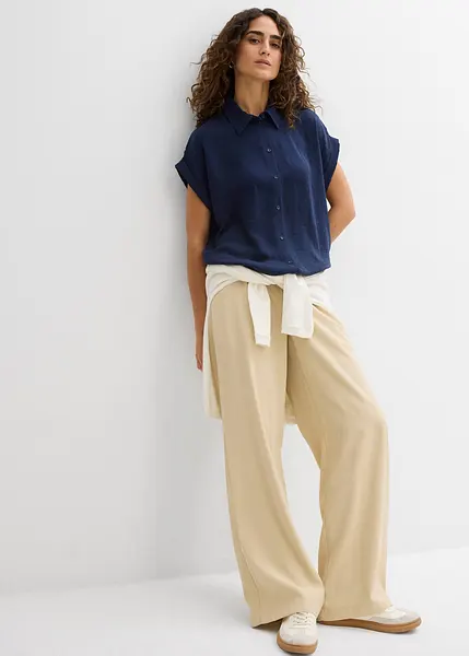 Chemisier Femme Manches Courtes - Taille 52 - Viscose & Polyester - Double Couche - Occasion Très Bon état