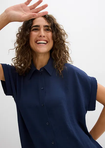 Chemisier Femme Manches Courtes Taille 52 - 50% Viscose, 50% Polyester Double Couche