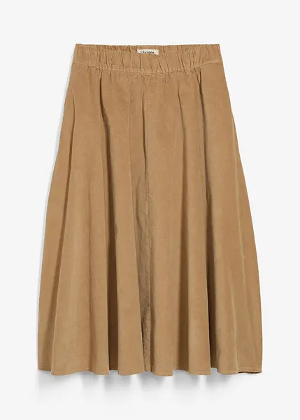 Jupe Femme Benetton évasée En Velours Côtelé Coton Vert Kaki - Taille 38, Occasion Très Bon état