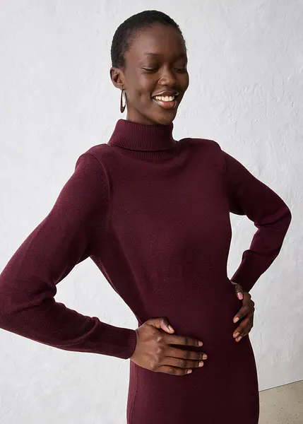 Robe Pull Benetton Vintage - Laine Mauve à Pois - Taille S/36 - Parfait état