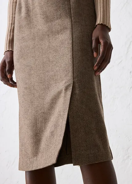 Jupe crayon Pluck Paris 100 laine vierge beige camel taille 3 vintage chic - Vêtements