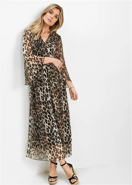 Robe Lanvin Imprimé Léopard En Mousseline De Soie - Manches Longues, Taille Estimée 38 FR / 6 US - Neuve Sans étiquette