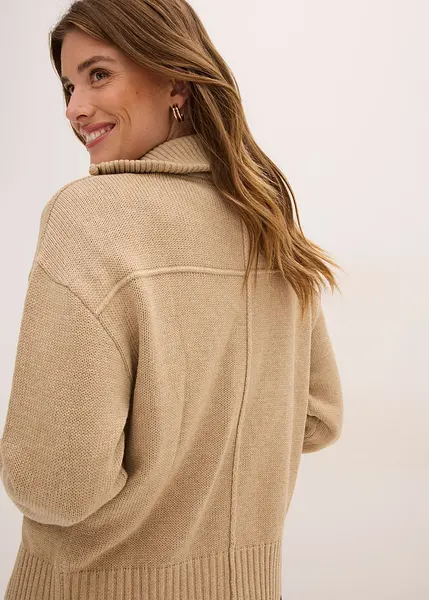 Gilet Cardigan Zippé Springfield Kaki - Taille L/XL - 100% Coton - NEUF Sans étiquettes
