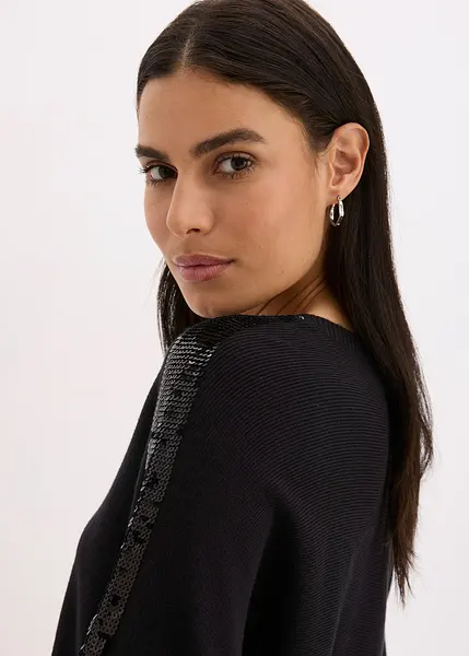 Pull Femme Noir En Maille Fine Avec Sequins - Taille 42 - Viscose - Occasion En Excellent état