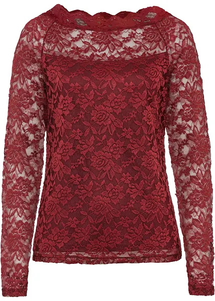 T-shirt Rouge En Dentelle - Taille L, Occasion En Très Bon état