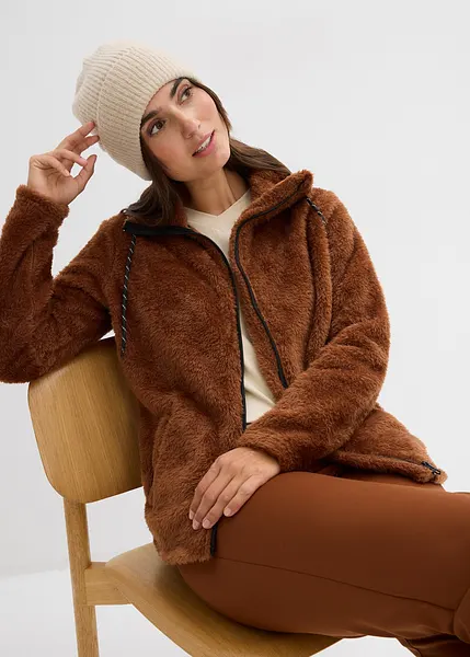 Veste légèrement ample en polaire peluche avec poches sur les