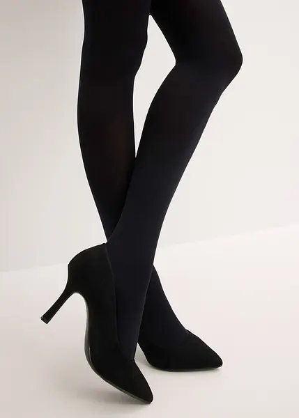 Collant Femme Opaque Noir Sexy à Couture Rouge : Fiore Canella