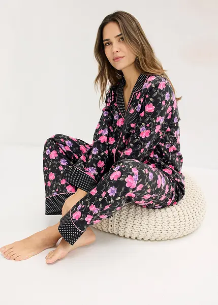 Pyjama Femme Bisbigli Taille 46/XXL – Beige à Pois, Coton, Valeur 75€