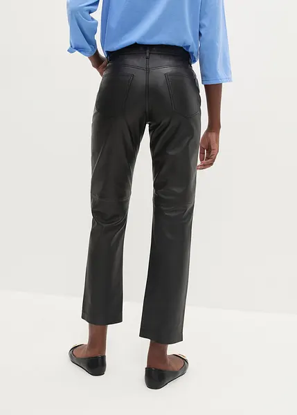Pantalon Femme FRAME En Cuir D'agneau Et Daim - Taille 25, Noir, Neuf Avec étiquette - Coupe Straight Step Hem