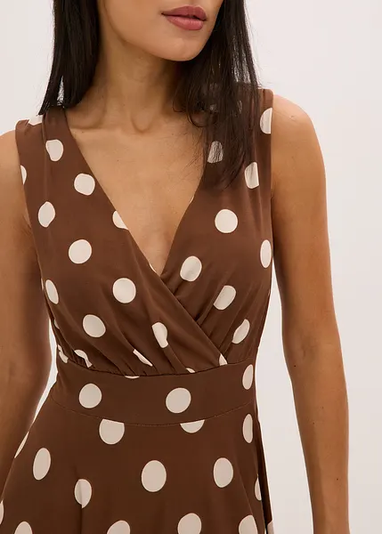 Robe Marron à Pois Sans Manches Avec Nœud - Lindy Bop Taille M Neuve