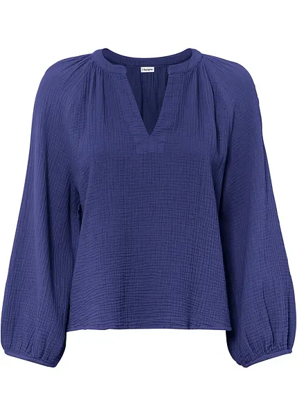 Haut Manches Longues Tuckernuck Xirena En Gaze De Coton Bleu Violet - Taille M, Neuf Avec étiquette