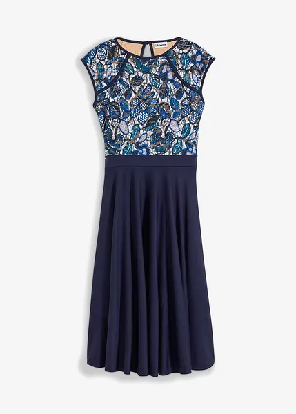 Robe Topshop Midi Noir Et Bleu - Dentelle Et Crochet - Taille 4 - Neuf Avec étiquettes