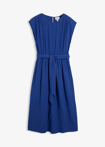 Robe Midi Emily Et Fin En Coton Bleu - Taille L - Ligne A - Occasion Très Bon état
