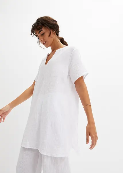 Tunique Femme En Gaze De Coton Marron - Taille TU (plus Size) - Dos Crocheté - Neuf Avec étiquette