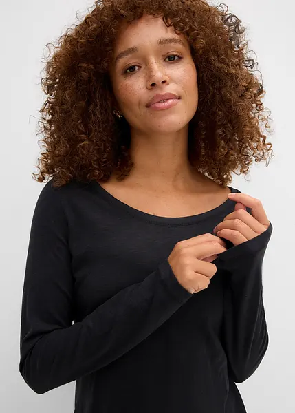 T-shirt femme noir manches longues 100% coton XL TEX : le t-shirt à Prix
