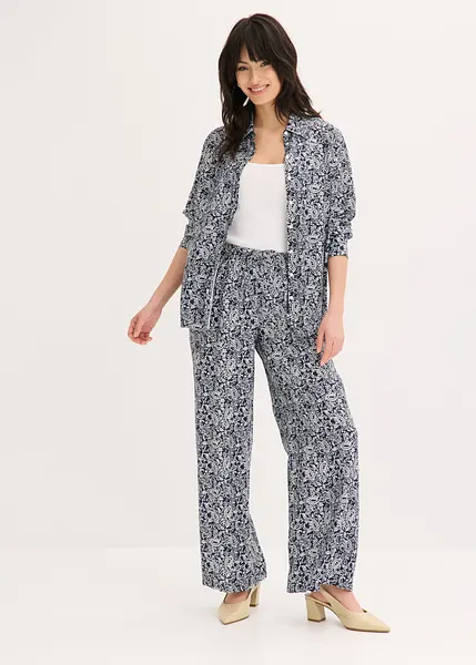 Pantalon Imprimé Diamant Crown & Ivy – Bleu Marine/blanc, Taille 16, Coupe Droite, Extensible