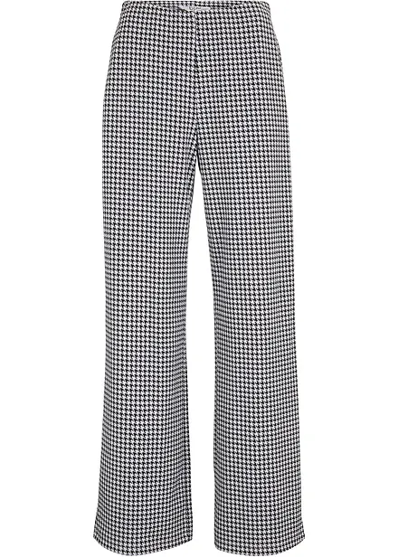 Pantalon extensible à motif pied-de-poule, Wide leg