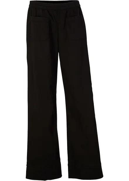 Pantalon en twill avec jambes &eacute;vas&eacute;es et taille confortable