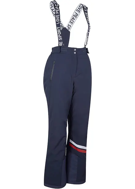 Pantalon de ski thermo avec bretelles amovibles, imperméable, Straight