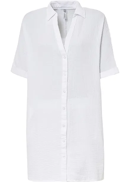 Chemisier long oversize en gaze de coton