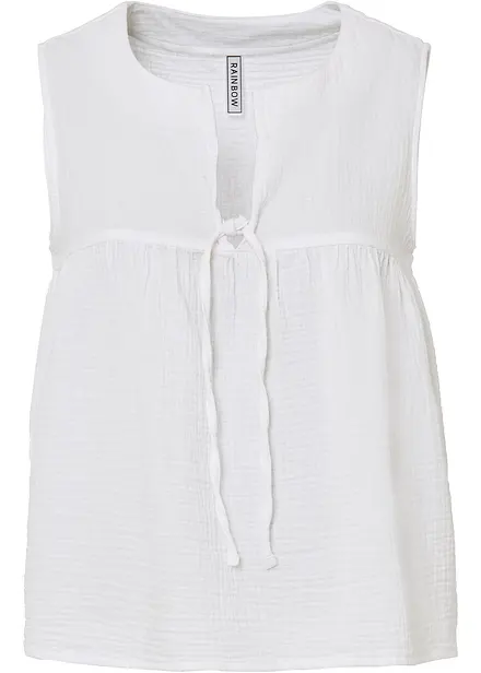 Blouse sans manches en gaze de coton