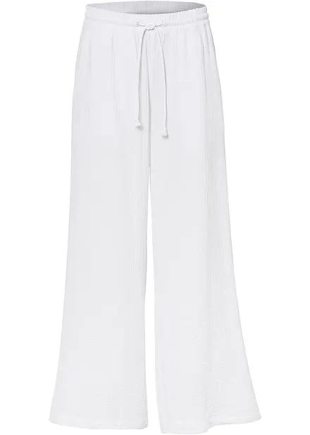 Pantalon palazzo en gaze de coton