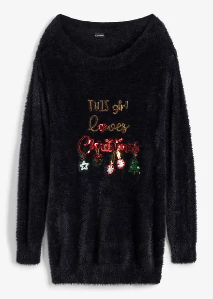 Pull épaules dégagées avec motif de Noël