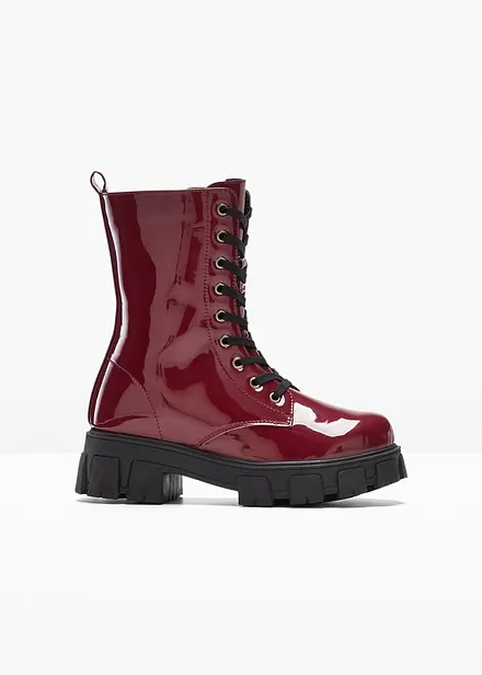 Boots à lacets vernies