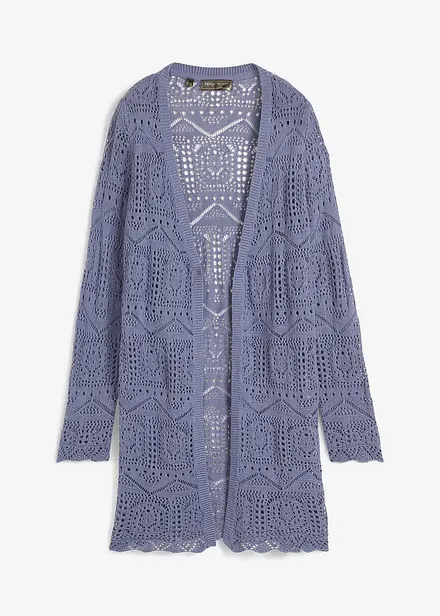 Gilet long en maille ajour&eacute;e