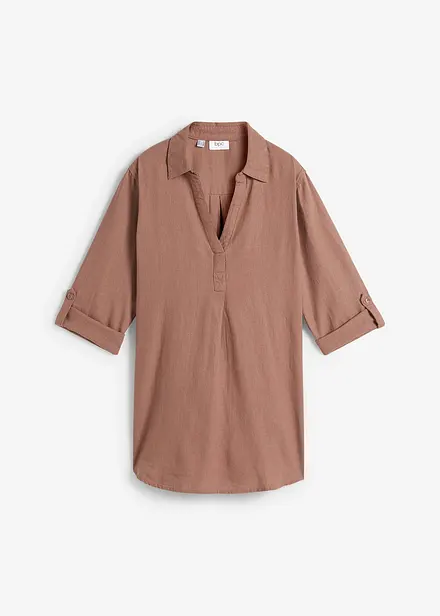 Chemisier manches 3/4 en lin mélangé