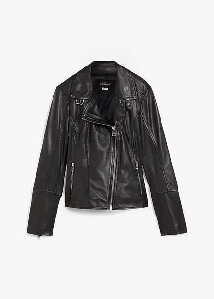 Veste biker en cuir nappa d&rsquo;agneau