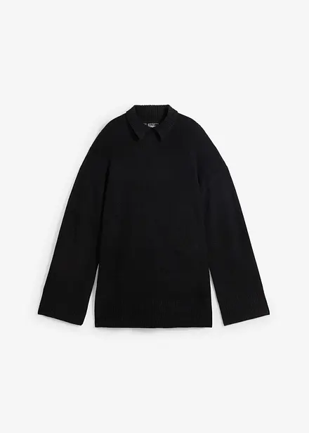 Pull oversize à col roulé ouvert et fentes latérales