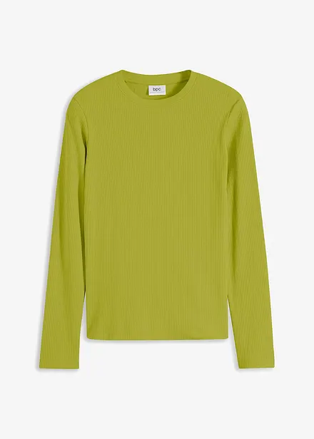 T-shirt côtelé manches longues 100 % coton