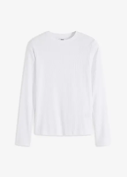 T-shirt côtelé manches longues 100 % coton