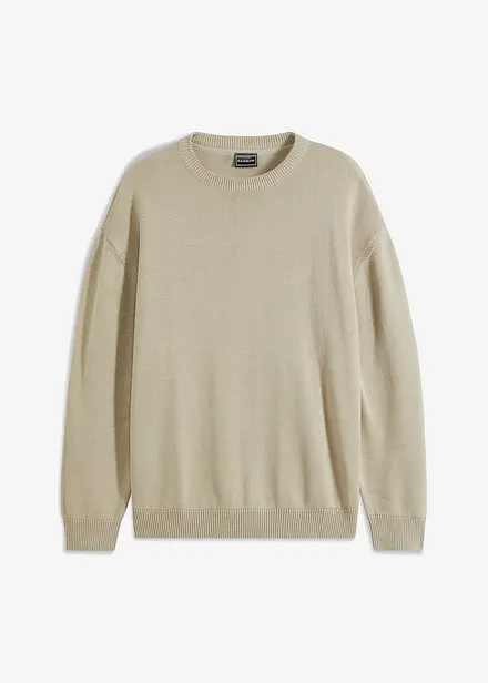 Pull col rond doux en coton mélangé, loose