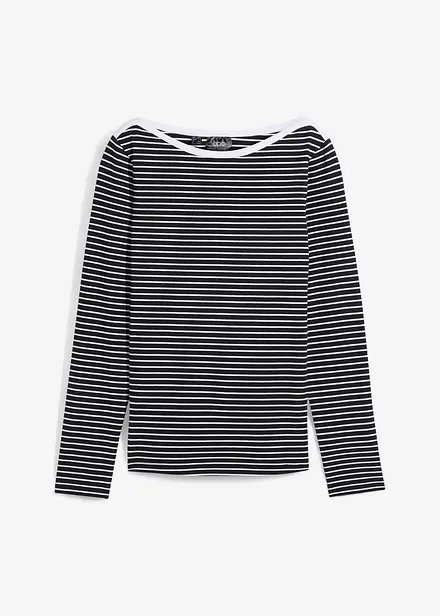T-shirt manches longues rayé col bateau