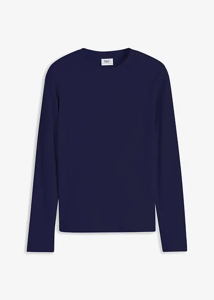 T-shirt côtelé manches longues 100 % coton